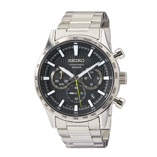 SEIKO Chronograph Quartz Black Dial Men's Watch SSB413P1