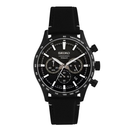 Seiko Men's Analog Quartz Watch with Nylon Strap SSB417P1, Black, Strap