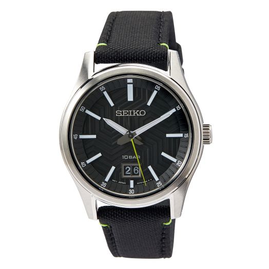 SEIKO Big Date Quartz Black Dial Men's Watch SUR517P1