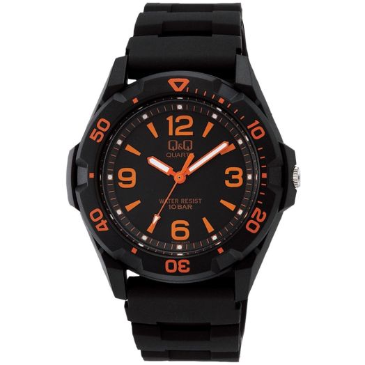 [Citizen kyu-andokyu-] Citizen Q & Q Watch Sport Watches Analog Display 10 ATM Waterproof Black X Orange vr44 – 003 Men's