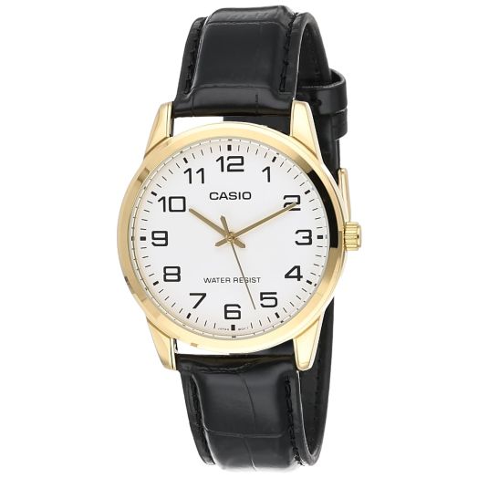 Casio Men's MTPV001GL-7B Black Leather Quartz Watch