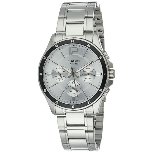 Casio #MTP1374D-7AV Men's Standard Metal Band Multi-Function Silver Dial Watch