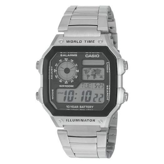 Casio Sports AE-1200WHD-1A Men's Wristwatch, Grey/Metallic, bracelet