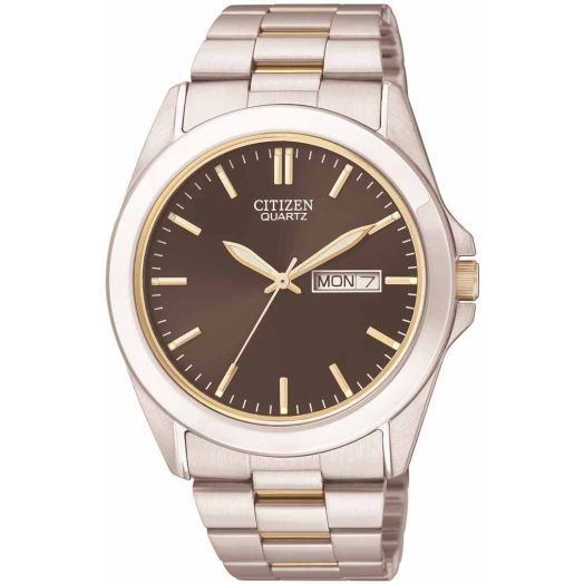 Citizen Men's Quartz Black Dial Two Tone Steel Bracelet Watch