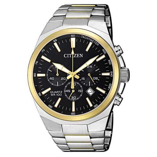 Citizen Men's Chrono Black Dial with Chronograph, Two Tone Watch - AN8174-58E