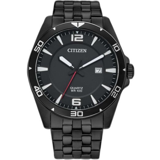 Citizen Quartz Black Dial Black-Plated Men's Watch BI5055-51E