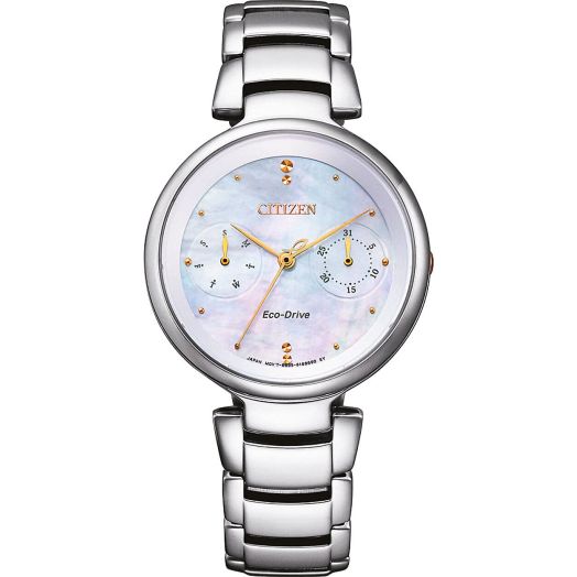 Citizen Chronograph Mother of Pearl Crystal Dial Ladies Watch FD1106-81D