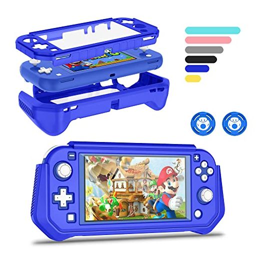 Protective Case for Nintendo Switch Lite, Full Protection Switch Lite Cover, TPU Shock-Absorption and Anti-Scratch for Nintendo Switch Lite Skin with Bult-in Screen Protector & Thumb Grip Caps, Navy