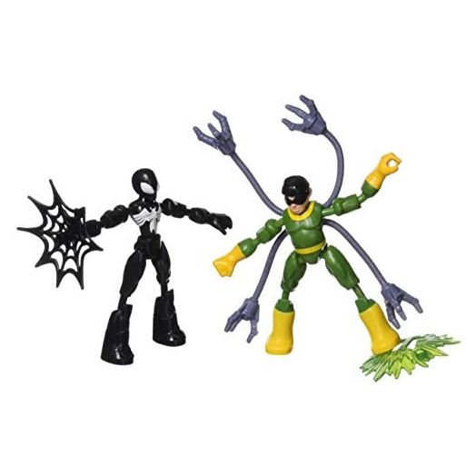 Marvel Spider-Man Bend and Flex Black Suit Spider-Man Vs. Doc Ock Action Figure Toys, 6-inch Flexible Figures, for Kids Ages 4 and Up