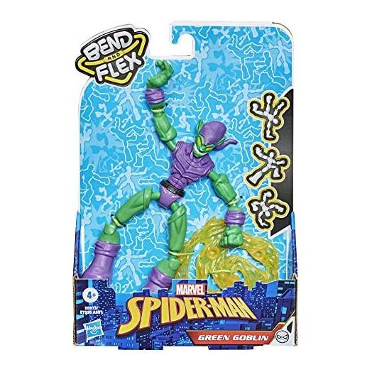 Hasbro Marvel Spider-Man Bend and Flex Green Leprechaun Action Figure, 15 cm Bendable Figure, Includes Effect Accessories, for Kids 6 Years and Up