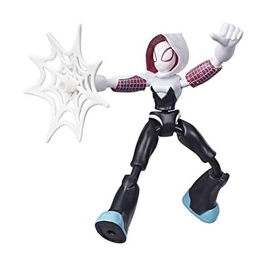Spider-Man Marvel Bend and Flex Ghost-Spider Action Figure Toy, 6-Inch Flexible Figure, Includes Web Accessory, for Kids Ages 4 and Up