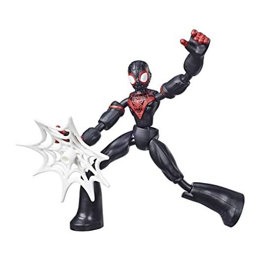 Marvel Spider-Man Bend and Flex Miles Morales Action Figure Toy, 15-cm Flexible Figure, Includes Web Accessory, for Children Aged 6 and Up
