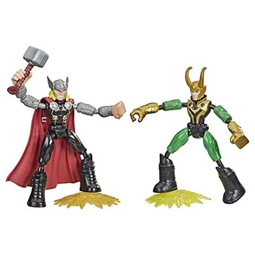 Avengers Marvel Bend and Flex Thor Vs. Loki Action Figure Toys, 6-Inch Flexible Figures, Includes 2 Accessories, Ages 4 and Up