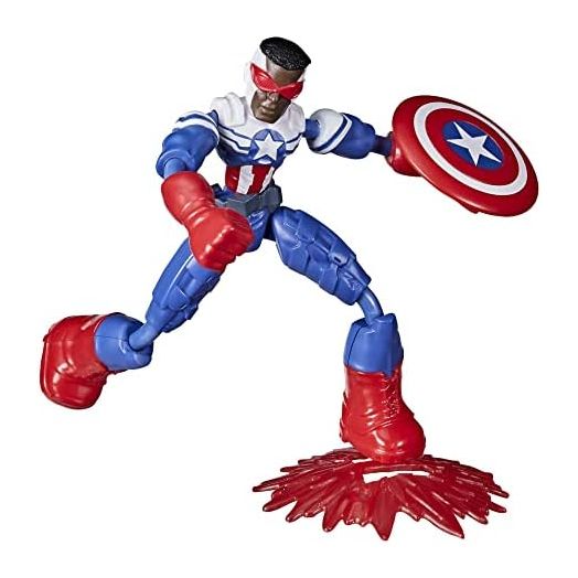 Marvel Avengers Bend and Flex Action Figure, 6-Inch Flexible Captain America Super Hero Figure Toy, Ages 4 and Up
