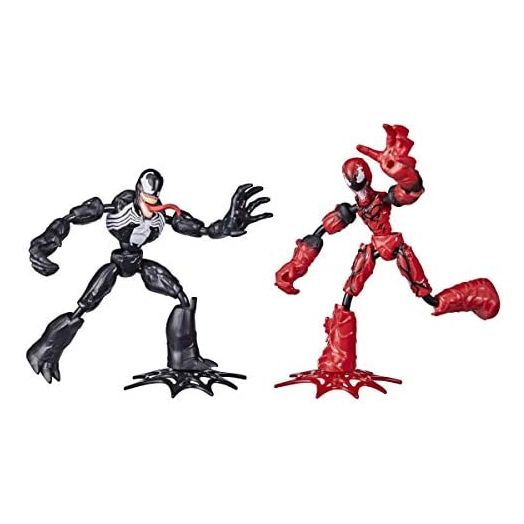 Marvel Spider-Man Bend and Flex Venom Vs. Carnage Action Figure Toys, 6-inch Flexible Figures, for Kids Ages 4 and Up