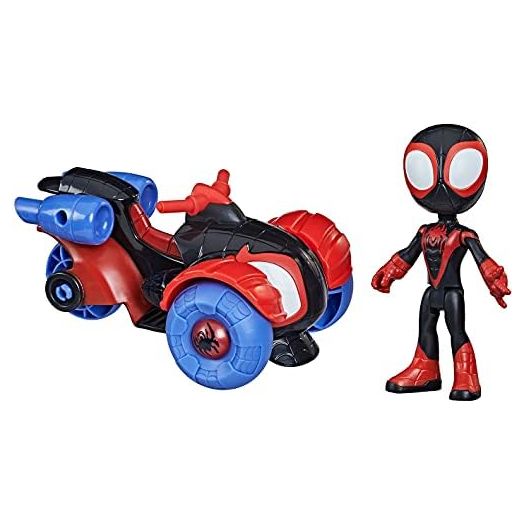 Spidey and His Amazing Friends Marvel Miles Morales: Spider-Man Action Figure and Techno-Racer Vehicle, for Kids Ages 3 and Up