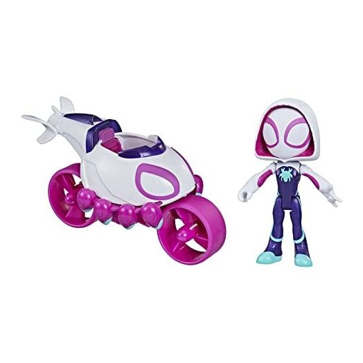Spidey & His Amazing Friends Marvel Ghost-Spider Action Figure & Copter-Cycle Vehicle, for Kids Ages 3 & Up , Black, F1942