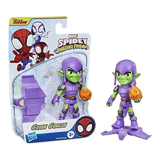 Spidey and His Amazing Friends Marvel Green Goblin Hero Figure, 4-Inch Scale Action Figure, Includes 1 Accessory, for Kids Ages 3 and Up