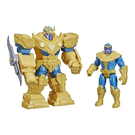 Hasbro Marvel Avengers Mech Strike 9-inch Action Figure Toy Infinity Mech Suit Thanos and Blade Weapon Accessory, for Kids Ages 4 and Up