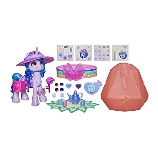 My Little Pony: A New Generation Movie Crystal Adventure Izzy Moonbow - 3-Inch Purple Pony Toy, Surprise Accessories, Friendship Bracelet