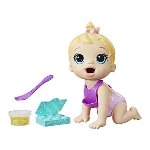 Baby Alive Lil Snacks Doll, Eats and Poops, Snack-Themed 8-Inch Baby Doll, Snack Box Mold, Toy for Kids Ages 3 and Up, Blonde Hair