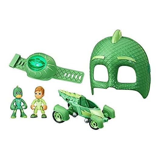 PJ Masks Gekko Power Pack Preschool Toy Set with 2 PJ-Masks-Action-Figures, Vehicle, Wristband, Costume Mask, Kids 3+ Years