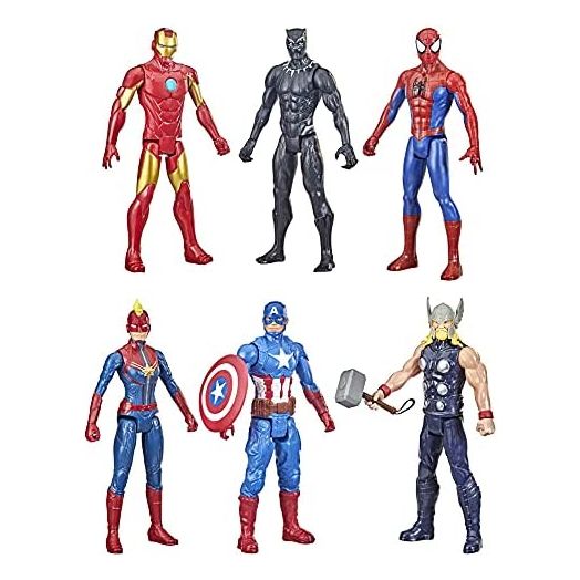 Marvel Titan Hero Series Action Figure Multipack, 6 Action Figures, 12-Inch Toys, Inspired Comics, for Kids Ages 4 and Up (Amazon Exclusive)