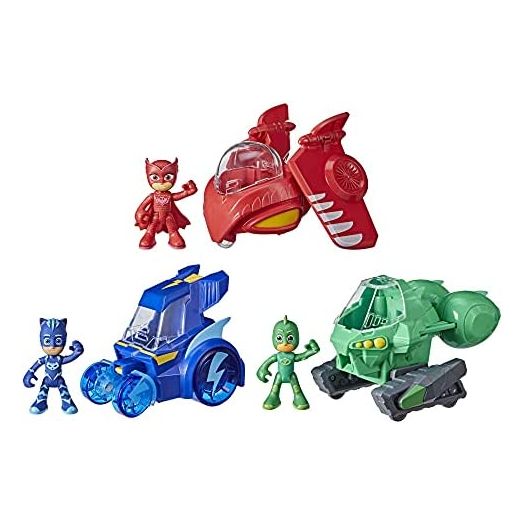 PJ Masks 3-in-1 Combiner Jet Preschool Toy, Toy Set with 3 Connecting Cars and 3 Action Figures for Kids Ages 3 and Up