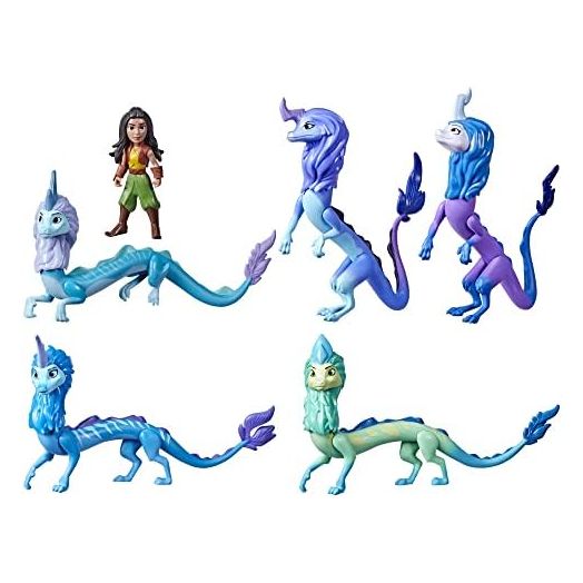 Disney Princess Raya and The Last Dragon Sisu Family Pack, Includes 5 Dragon Toys and Raya Doll, Toys for Kids 3 and Up