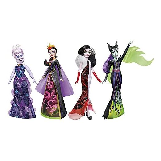 Disney Villains Black and Brights Collection, Fashion Doll 4 Pack, Disney Villains Toy for Kids 5 Years Old and Up (Amazon Exclusive)