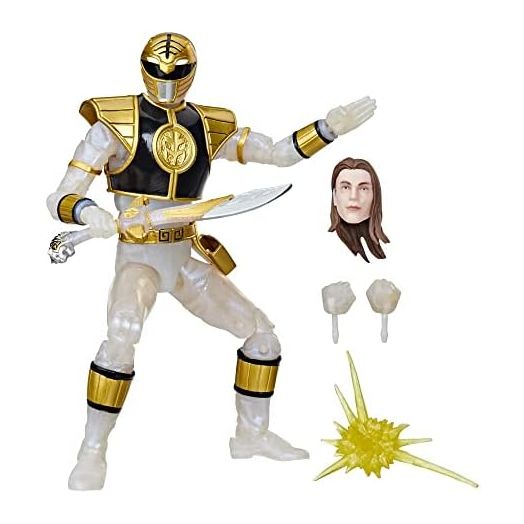 Power Rangers Lightning Collection 6-Inch Mighty Morphin Metallic White Ranger Collectible Action Figure Toy with Accessories, F3952