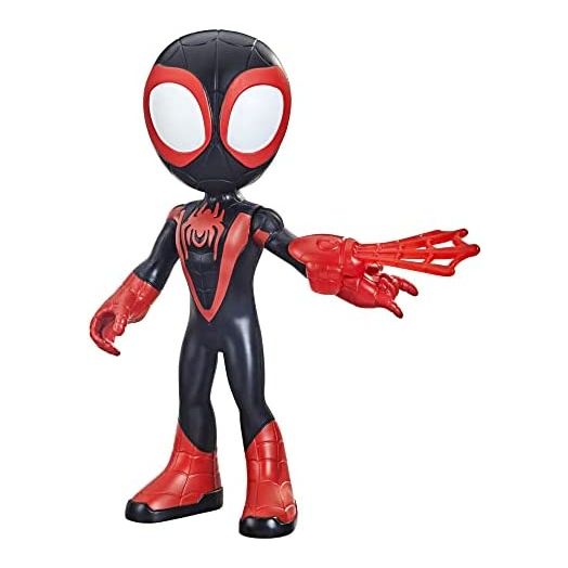 Spidey and His Amazing Friends Marvel Supersized Miles Morales: Spider-Man 9-inch Action Figure, Preschool Super Hero Toy, Kids Ages 3 and Up, F3988
