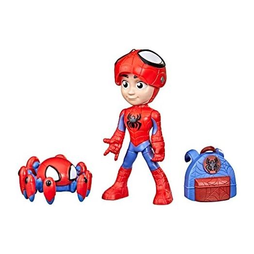 Spidey and His Amazing Friends Hero Reveal 2-Pack, 4-Inch Marvel Action Figures Mask-Flip Feature, Spidey and Trace-E, 3+ Years