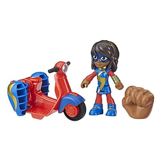Spidey and His Amazing Friends Marvel Ms. Marvel Action Figure and Embiggen Bike Vehicle, Preschool Toy for Kids Ages 3 and Up