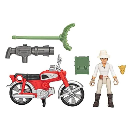 Indiana Jones Worlds of Adventure Helena Shaw Action Figure with Motorcycle Toy, 2.5-inch, Action Figures for Kids Ages 4 and Up