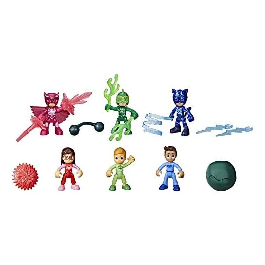 PJ Masks Nighttime Heroes Figure Set Preschool Toy, 6 Action Figures and 11 Accessories for Kids Ages 3 and Up