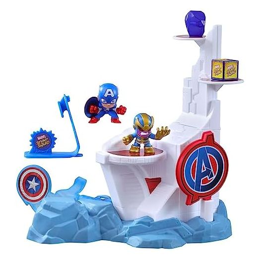 Marvel Stunt Squad Tower Smash Playset, Captain America vs. Thanos, 1.5-Inch Super Hero Action Figures, Marvel Toys for Kids Ages 4 and Up