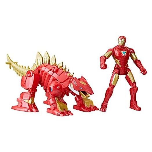 Marvel Mech Strike Mechasaurs, 4-Inch Iron Man with Iron Stomper Mechasaur Action Figures, Super Hero Toys for Kids Ages 4 and Up