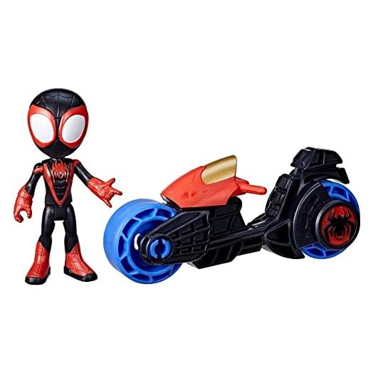 Marvel Spidey and His Amazing Friends Miles Morales Action Figure with Toy Motorcycle, Preschool Toys, Ages 3 and Up