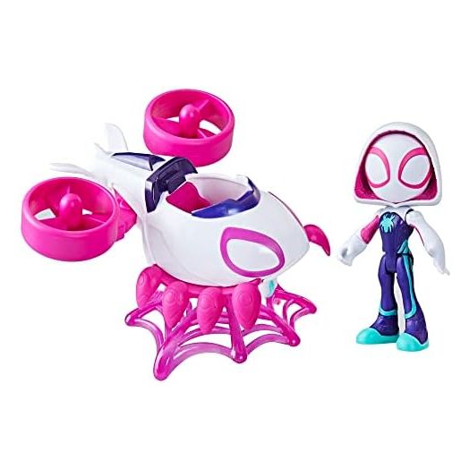 Spidey and His Amazing Friends Marvel Ghost-Spider Copter Set, 4-Inch Scale Action Figure with Vehicle and Accessory, Marvel Toys, Preschool Toys, Super Hero Toys