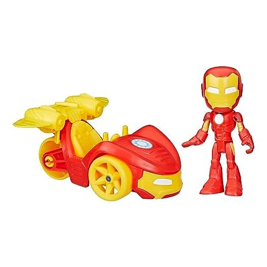 Spidey and His Amazing Friends Iron Racer Set, Action Figure with Vehicle and Accessory, Marvel Preschool Super Hero Toys