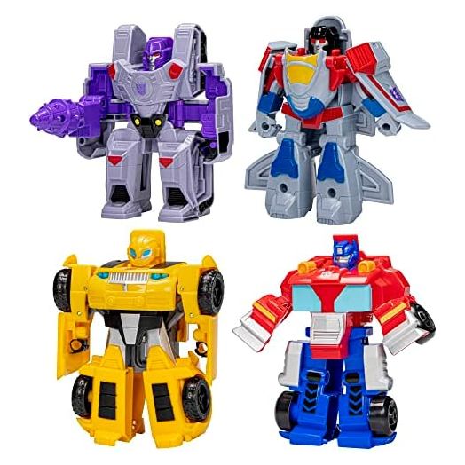 Transformers Toys Heroes vs Villains 4-Pack, Autobot and Decepticon 4.5-Inch Action Figures, Preschool Robot Toys for Kids Ages 3 and Up
