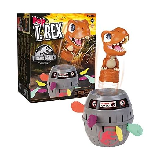 TOMY Games, Jurassic World Pop Up T-Rex, Dinosaur Game for Kids, Family Game for Ages 4+