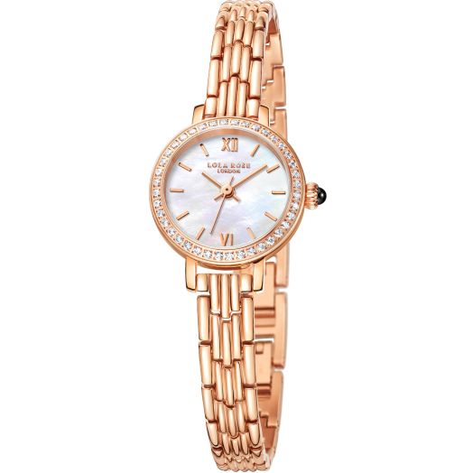 Lola Rose Elegant Women's Dress Watch with Genuine Gemstone, Ladies Multicolor Stainless Steel Bracelet Watch, Classic Gift for Women