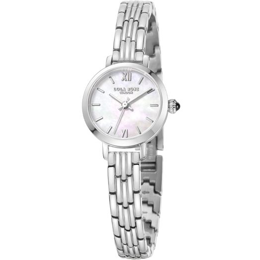 Lola Rose Women's Mother-of-Pearl Watch with White Gold Tone Bracelet