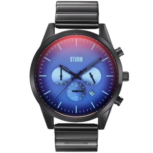 Storm Crusader Slate Blue Men's Chronograph Watch with Metal Strap, photochromic Glass, Date and Luminous Markers