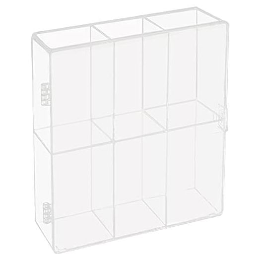 Pearlead Clear Acrylic Display Case Stand Countertop Box Storage Cube Organizer Rack Dustproof Protection Showcase for Action Figure Toys Collectibles Dolls 9 Compartments