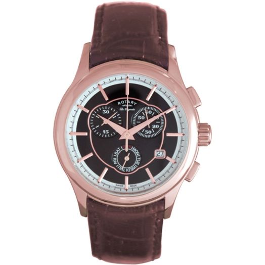 Rotary Men's ROTARY-GS90046-06 Les Originales Dark Brown/Black Genuine Leather Watch
