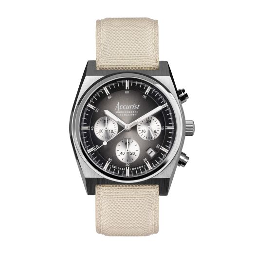 Accurist Mens Origin 41mm Quartz Watch in Black with Chronograph Analogue Display, and Black Leather Strap 70000
