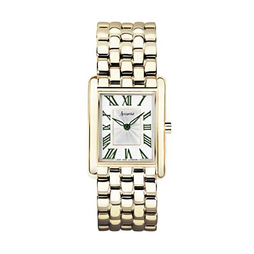 Accurist Ladies Rectangle 26mm Quartz Watch in White with Analogue Display, and Stainless Steel Bracelet 71008